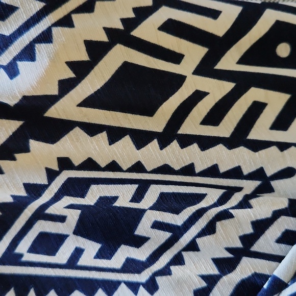 Navy and Cream Midi Wrap Dress - Picture 4 of 4